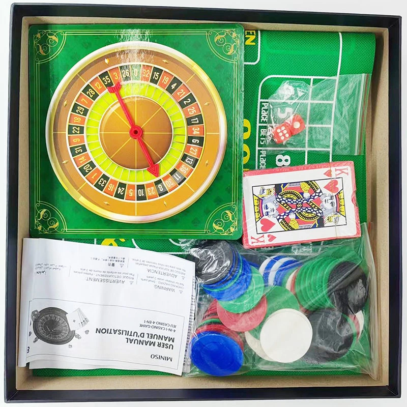 4 in 1 Casino Games Roulette Children's and Adults Ruleta Game Set Gambling Board Game