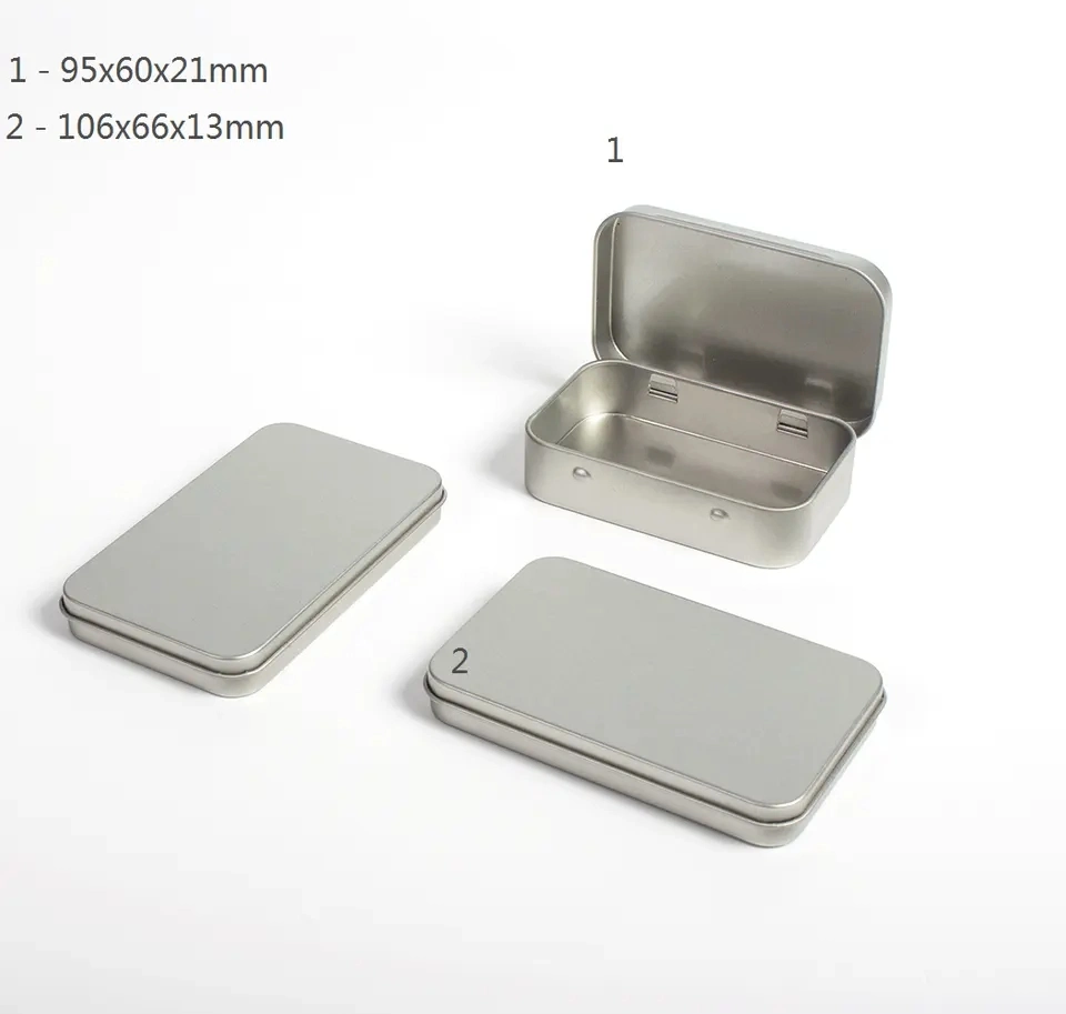 Rectangular Tins Plain Hinged Metal Packing Box Matte Black Tin Container White Silver Metal Tins Box
