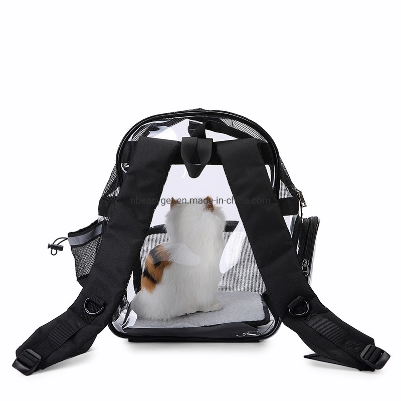 Mochila de PET transparente, Mochila Cat transportadora para pequenos cães gatos janela de malha aerada Sacola de viagem a ESG14009