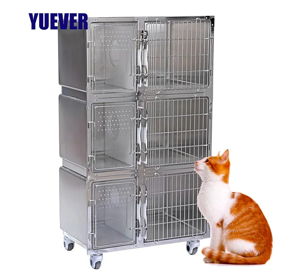 Yuever Medical PET Medical Surgical 304 acier inoxydable vétérinaire trois positions Cage de cage pour chiens de cage pour animaux de compagnie