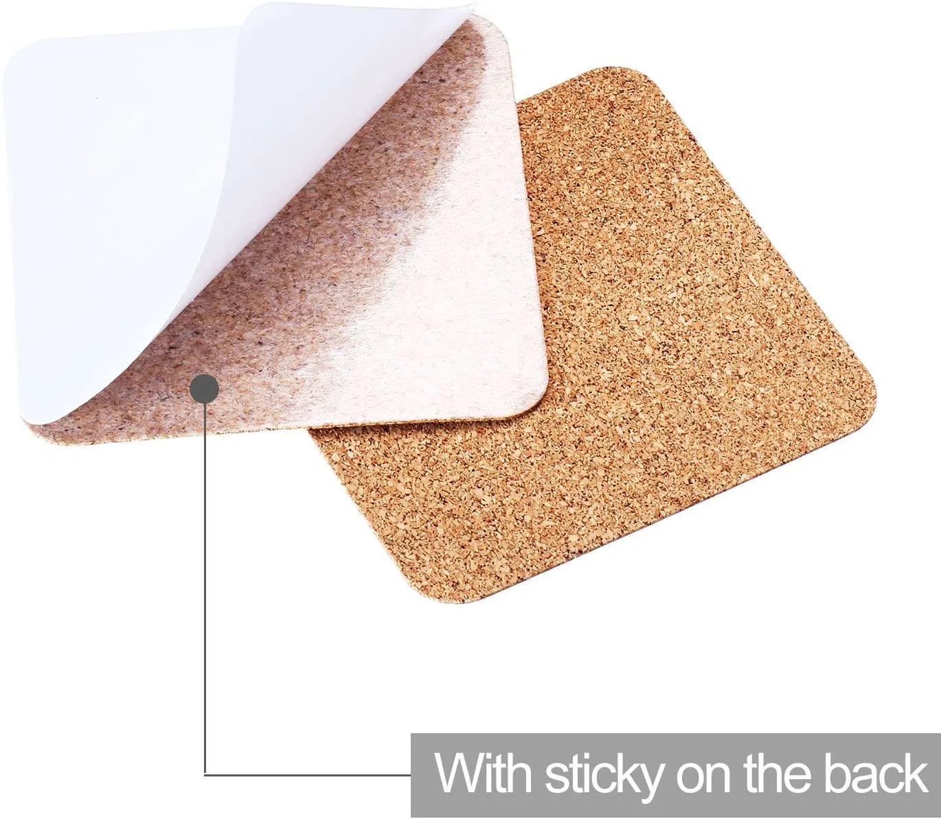 Customized Self-Adhesive Cork Coasters Squares Cork Mats Cork Backing Sheets for Ceramic Coasters and DIY Crafts Supplies