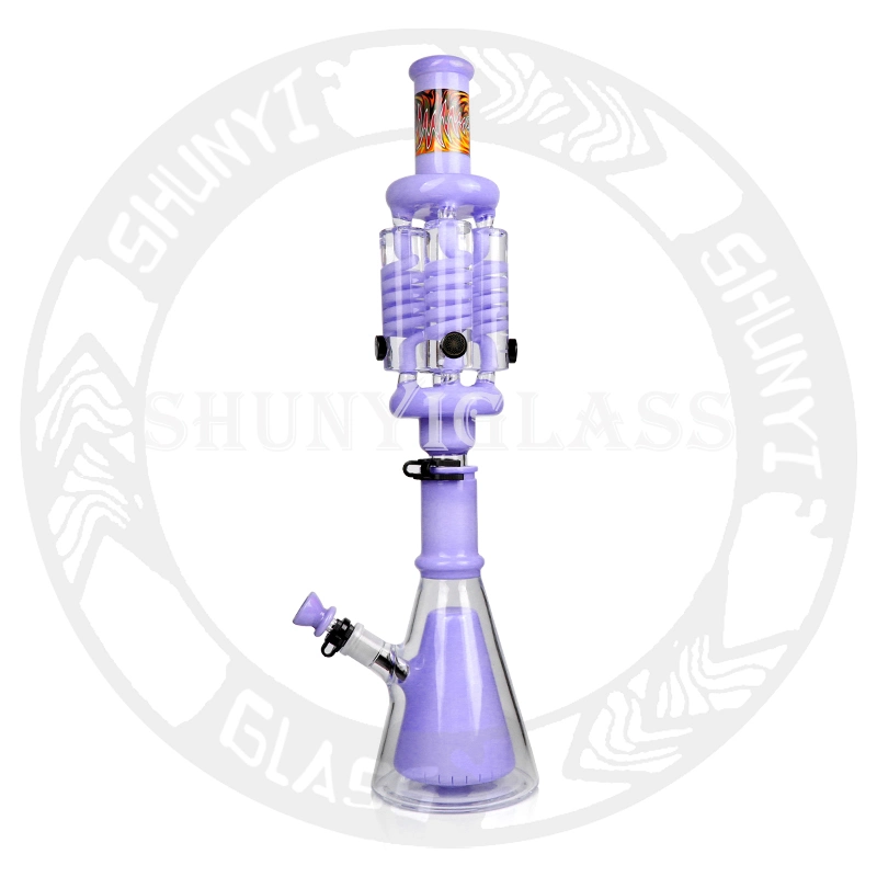 21&prime; &prime; Inches Glacerin Glass Water Pipe with 4 Freezable Chamners DAB Rig Recycler Heady Beaker Lookah Hookah Tobacco Factory High quality/High cost performance 