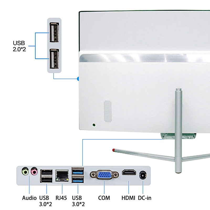 Curvado de color blanco de la pantalla multifunción Equipo 24 pulgadas WiFi integrado todo-en-uno PC