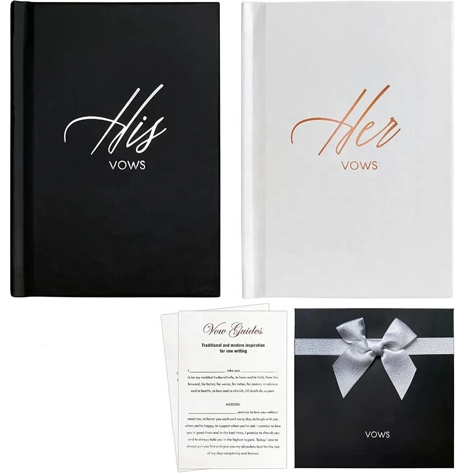 Vendas quentes em Amazon Custom Linen ou Paper Cover Wedding Livro convidado his e dela vow livros para casamento