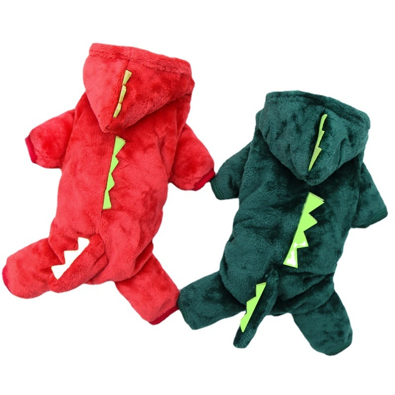 Vêtements pour animaux de compagnie dinosaure en polaire de corail, manteau chaud pour chat chien, mignon vêtements à quatre pattes pour chaton chiot, sweat à capuche pour jeu de rôle, accessoires pour animaux de compagnie.