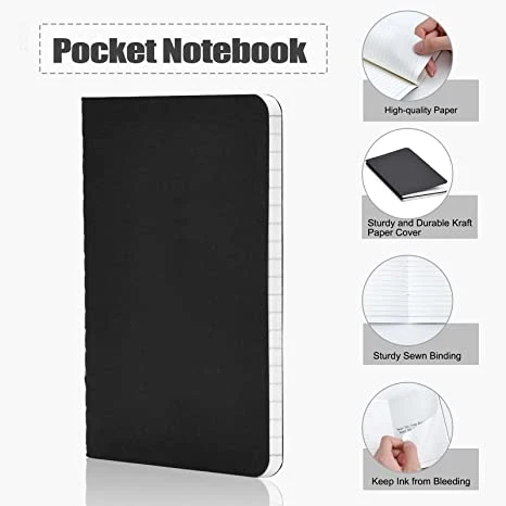 Pochette en papier noir pour bloc-notes petit bloc-notes pour bloc-notes Hommes femmes enfants Traveler auteur Softcover Mini Pocket Size Notebook