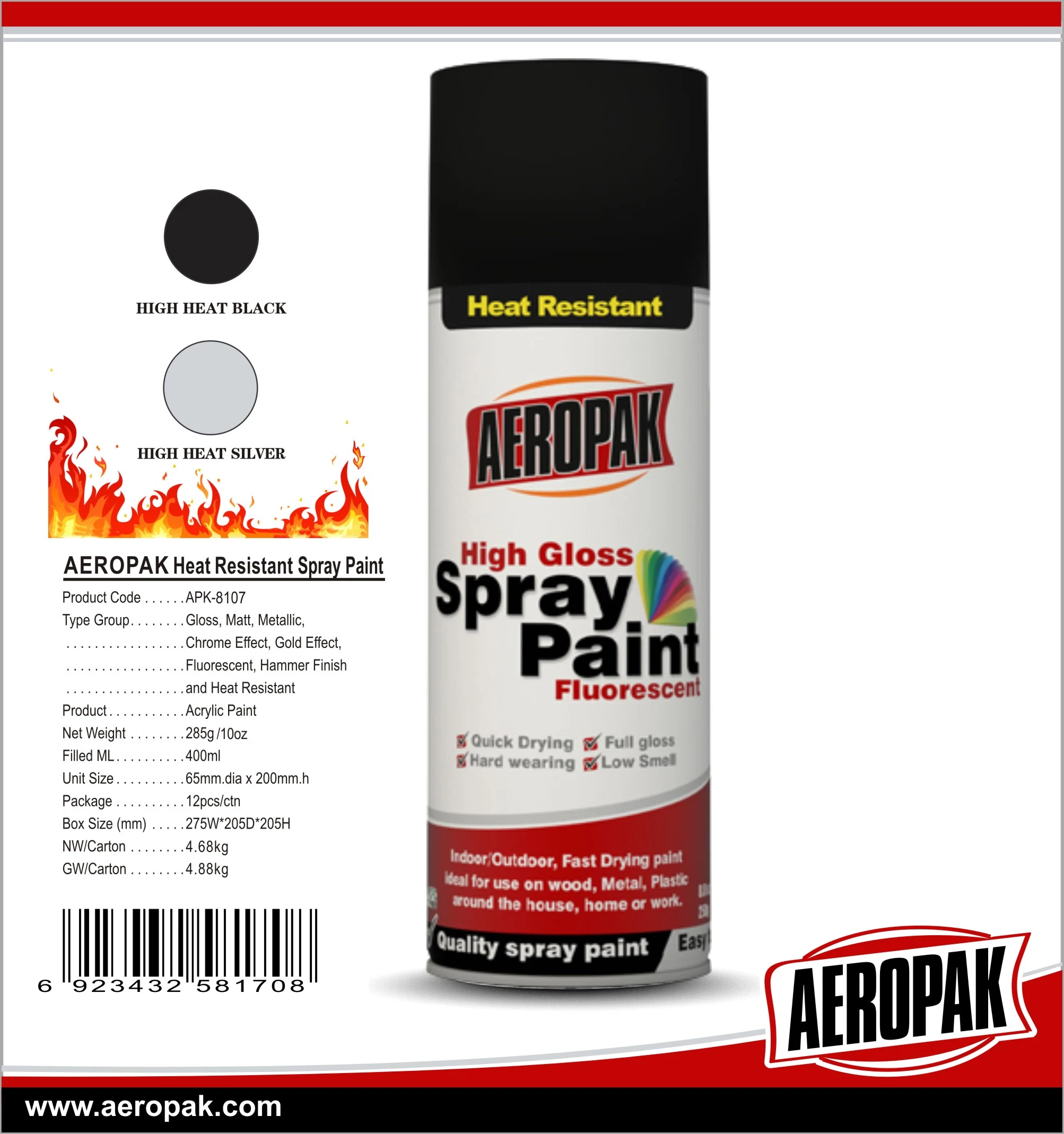 Aeropak barata Aerosol pintura resistente al calor