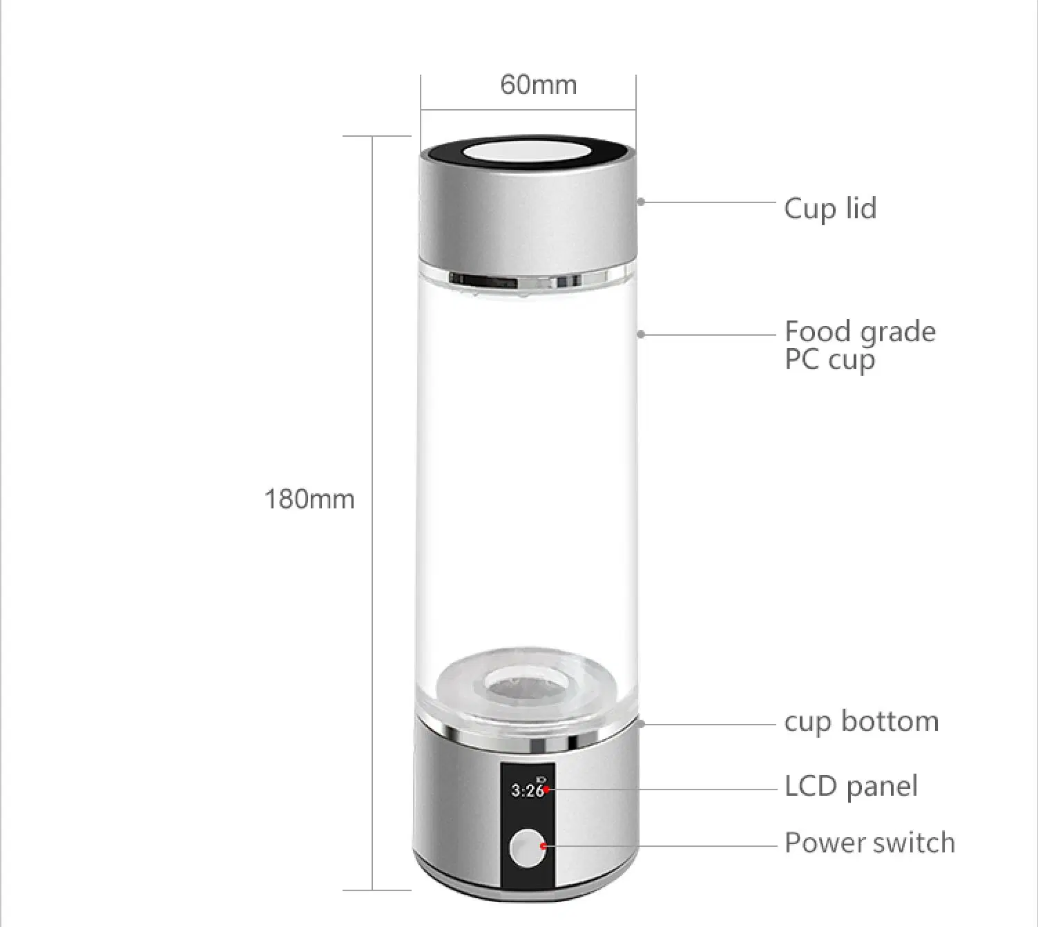 Health Care Hydrogen-Rich Water Generator with USB Rechargeable Electrolysis Ionizer