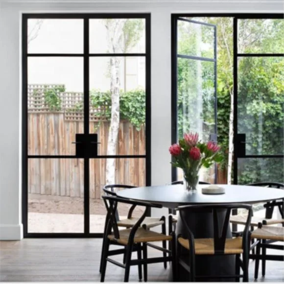 Industrial Modern Design Swing Metal Frames Steel French Windows