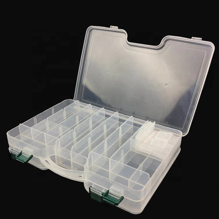 Topwin Double Sided Fishing Tackle Box 29.5*19*6cm Compartments Lure Hook Storage Box Fishing Plastic Storage Case