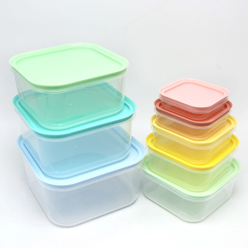 Square Rainbow 8-Piece Airtight Plastic Food Containers Storage Box Storage Container Set (Multicolored)