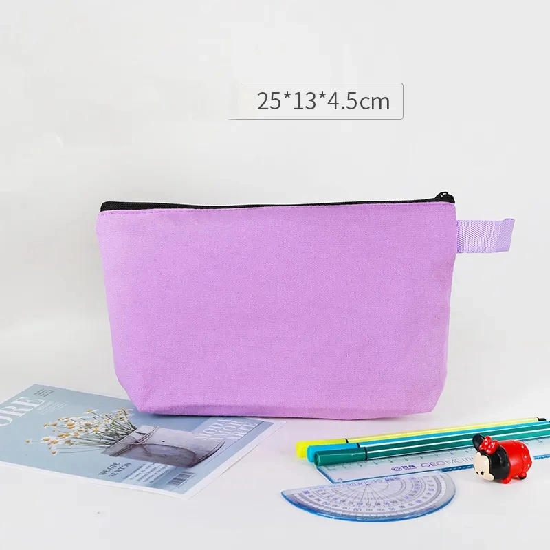 Wholesale/Supplier Mix Color Cotton Canvas Cosmetic Makeup Bag Blank Dust Wash Pouch Canvas Make up Bag Cosmetic Pouch