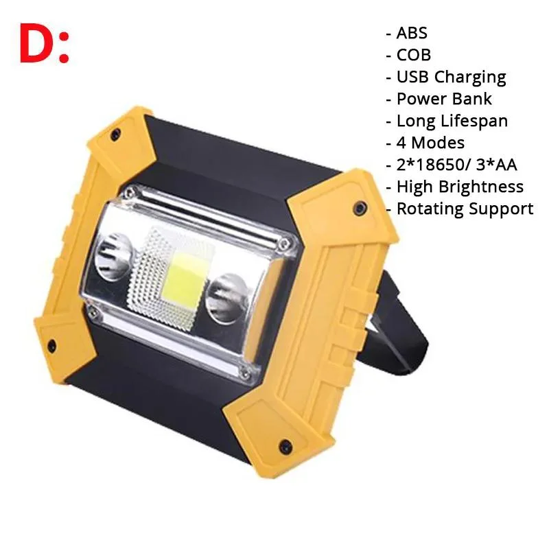 IP55 Waterproof COB Flood Lights Job Site Lighting with Power Bank