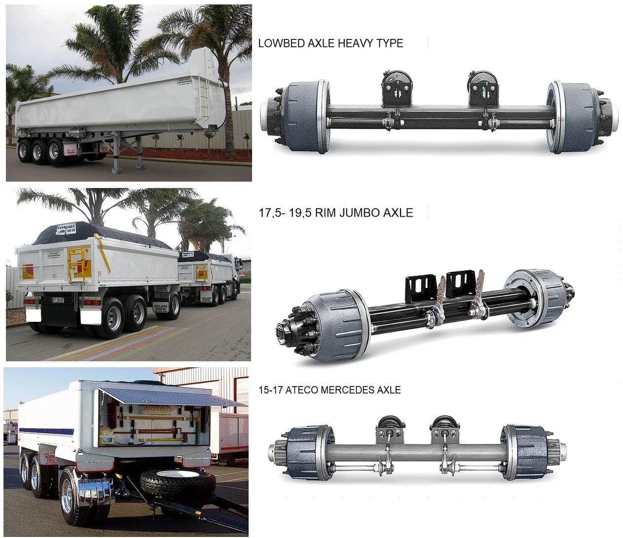 Trailer Axle/Air Suspenstion / Trailer Part 10t/12t/13t/14t/18t/20t Ton Germany/ Mercedes-Benz/ Man /Volvo/Renault /Scania/Daf /Iveco/Daf/Saf/Tanker/BPW/Isuzu