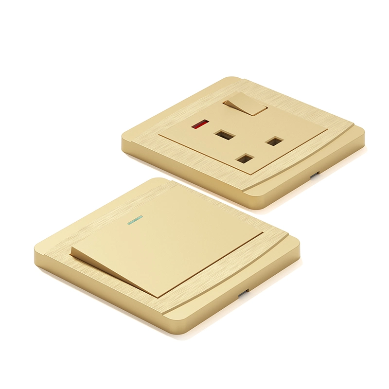 L1.5 Saso Brushed Gold PC USB Ports Spray Painted Wall Switch Modern Brass Light Switches