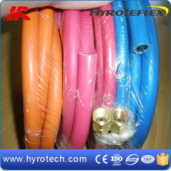 High quality/High cost performance  Red and Green Color Twin Welding Hose with Brass Fittings