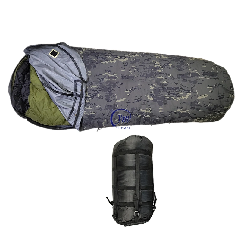 Hot Sale Emergency Hiking Combat Army Woodland Camo Modular 3 in 1 Sleeping Bag with Compression Sack