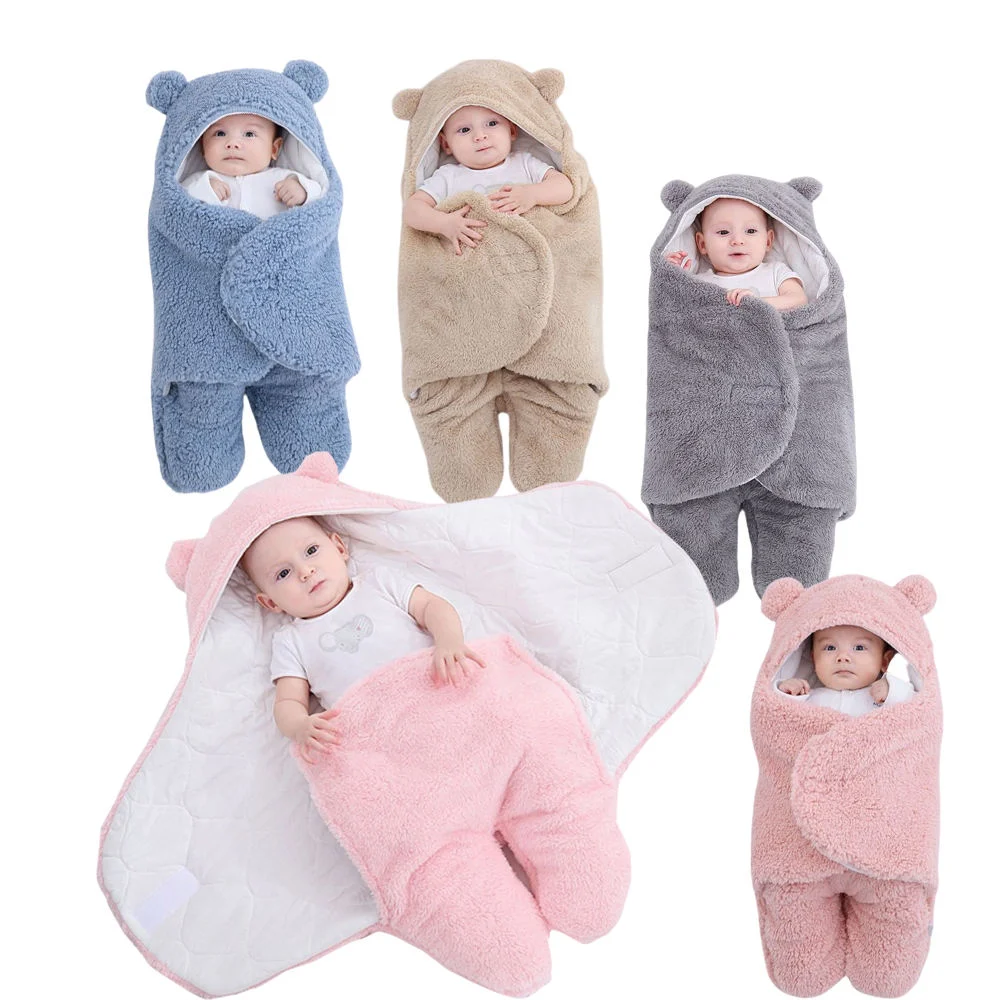 Mantas de Swaddle Personalizadas para Bebês Meninos e Meninas no Inverno Sacos de Dormir de Bebê em Fleece de Coral para Recém-Nascidos.