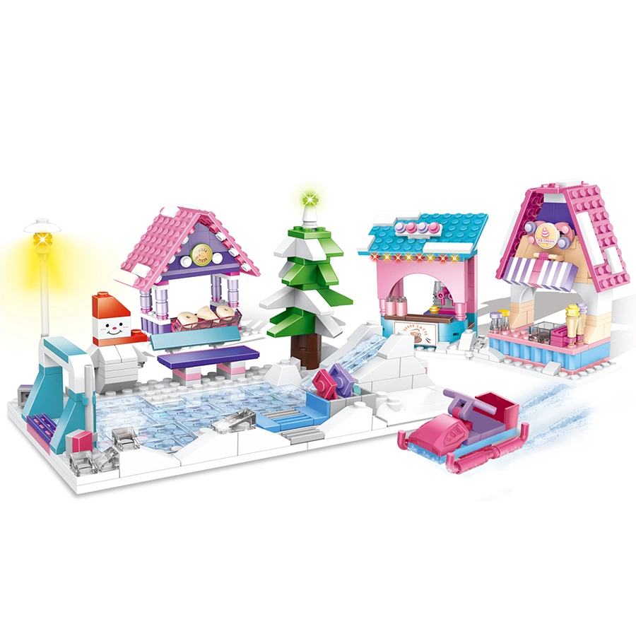 Woma Spielzeug Pädagogische Mädchen Prinzessin Fantasy Spielen Eishockey Schnee Haus Spielplatz Baublock Steine Set Bau Spielzeug DIY