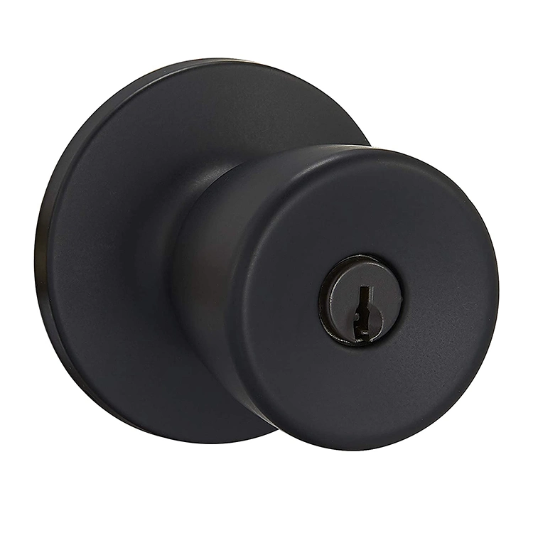 Matte Black Exterior Ball Knob Keyed Entry Function Door Lock