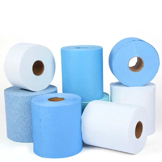 Large Blue Industrial Towel Roll Embossed Factory Direct Sales Towel Paper Case Industrial Paper Towel Central Feed Bamboo Fiber Paper Towel