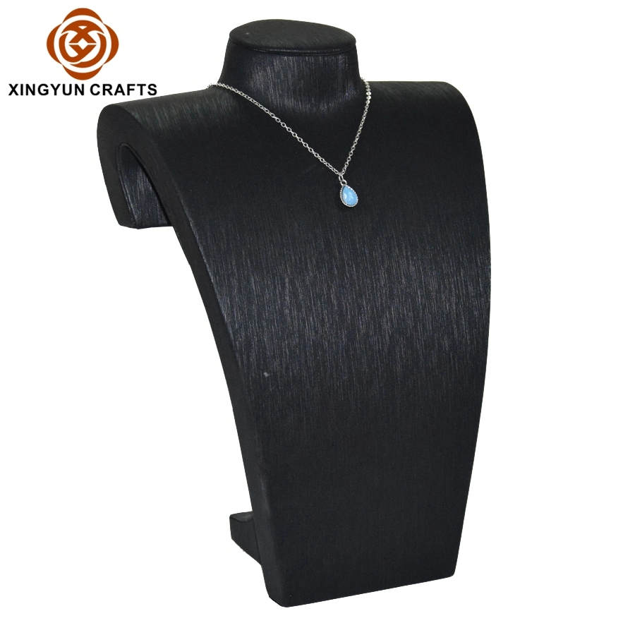 Suporte de colar de alta qualidade preta luxo personalizado excelente exibição de jóias em couro