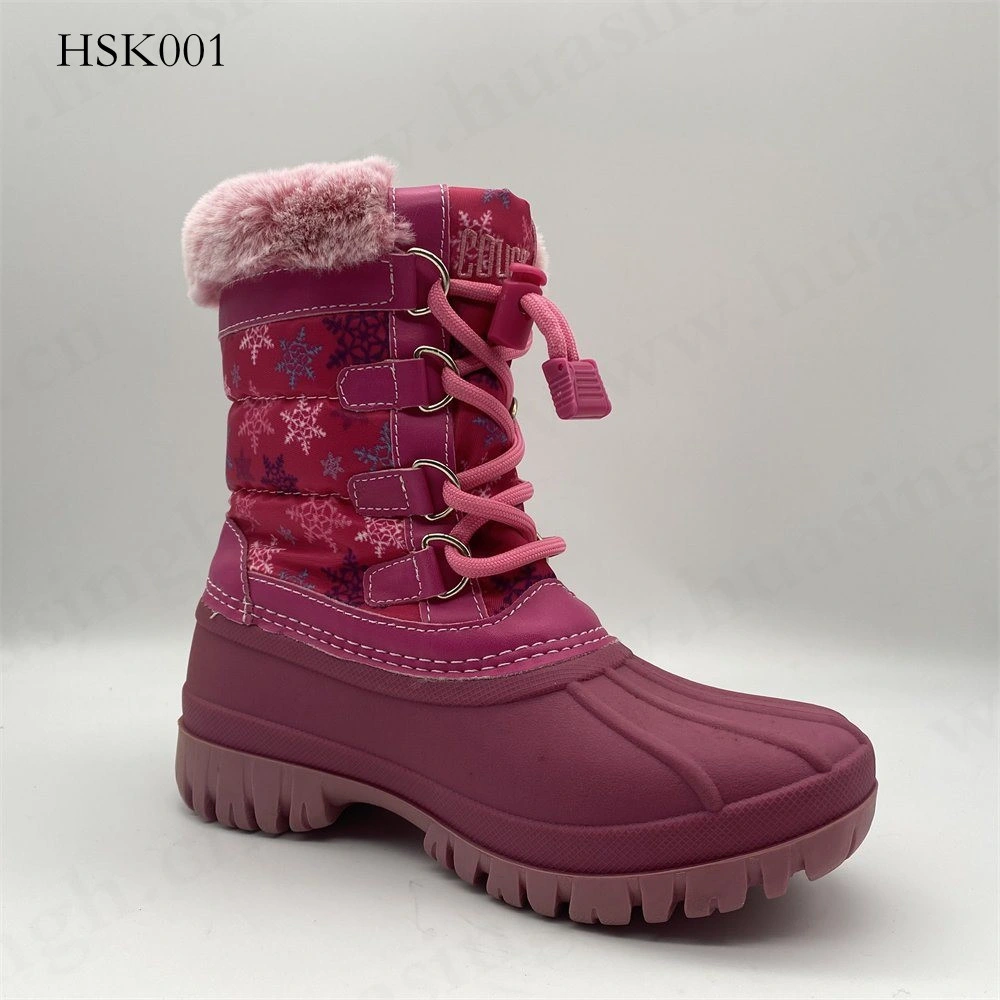 Lxg, lujosos apretando la boca de invierno botas de niños de diseño resistente al agua fuerte agarre suela TPR Pato Color rosa Mujer/Dama Inicio Hsk001