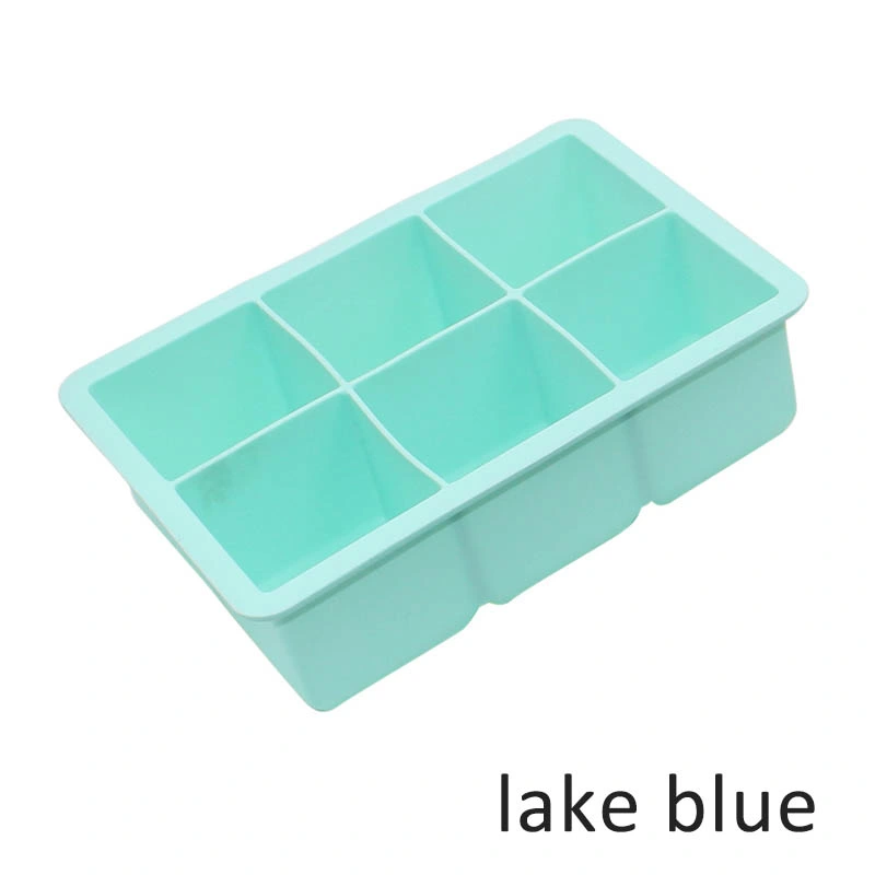 Food-Grade 6 Cavities Square Silicone Ice Cube Tray for Kitchenware