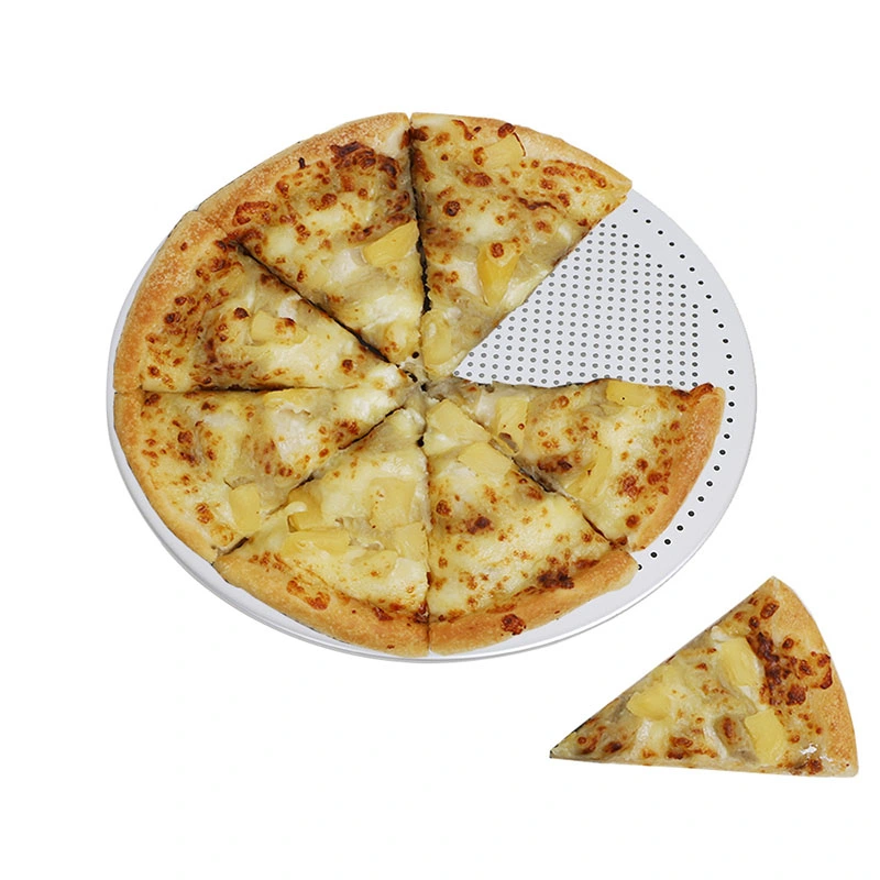 Rimless Aluminium Perforated Round Shallow Pizza Plate Pizza Pan Pizza Baking Tray