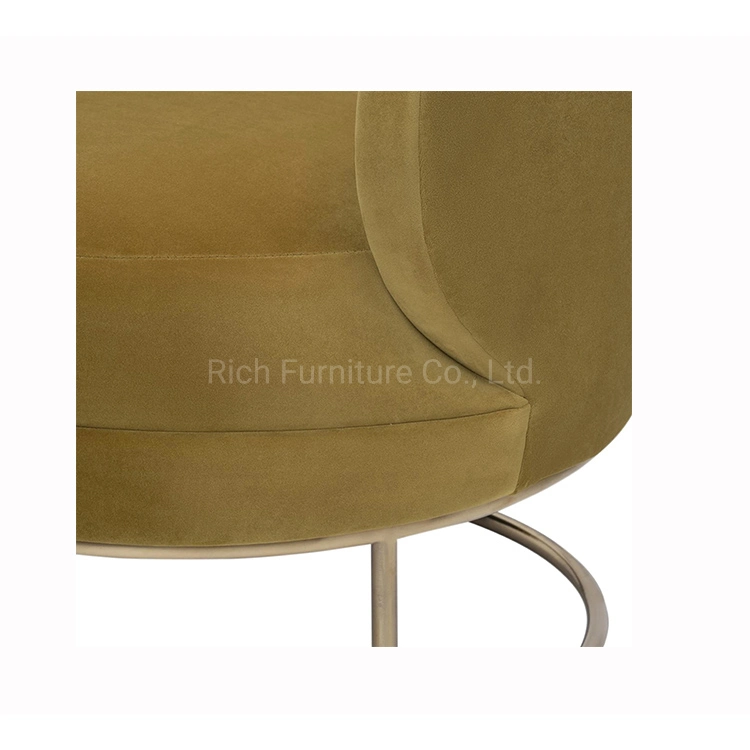 Leisure Sofa Chair Modern Armchair Velvet Sofa Living Room Furniture with Brass Golden Metal Legs