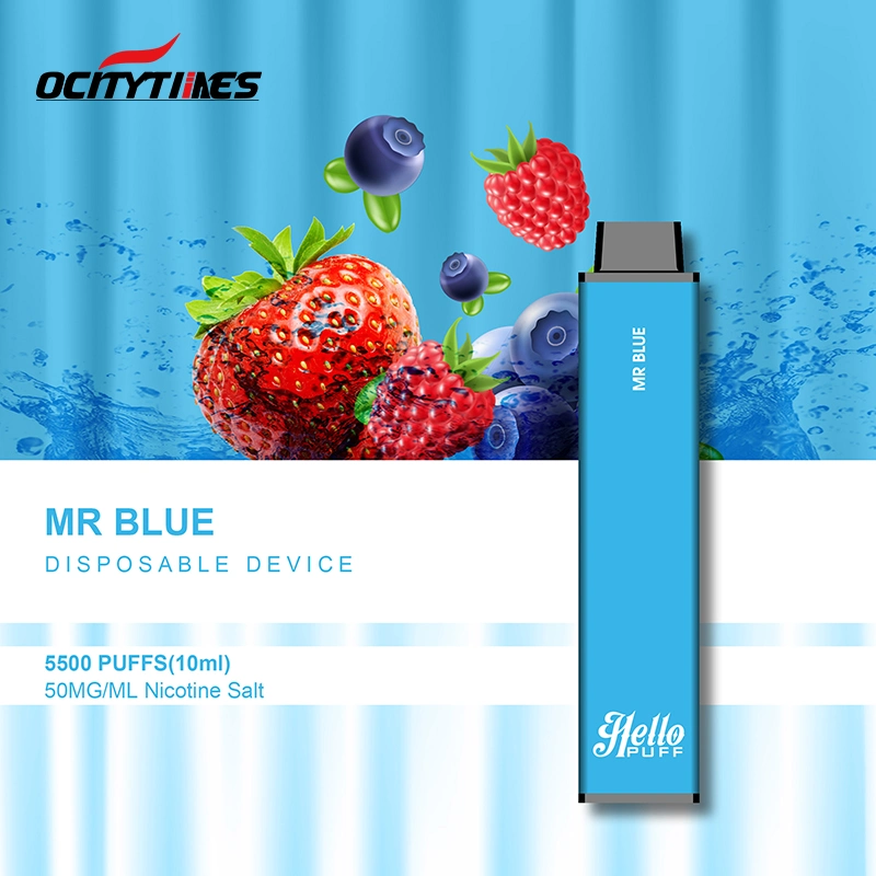 Ocitytimes Cheap Wholesale/Supplier Disposable/Chargeable Hellopuff 5500puffs Puff Bar Electronic Cigarette 500mAh Battery Disposable/Chargeable Vape