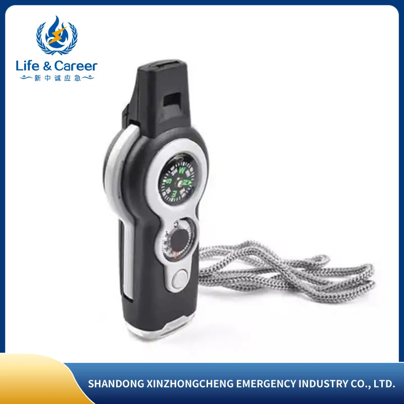 New Arrival Multifunctional Whistle with LED Light Thermometer Compass Rescue Safety Whistle