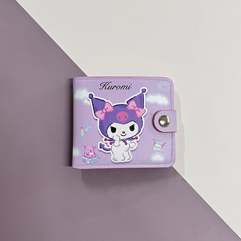 Cartera de ruunjoy Sanrio Bolsa Kuromi Cuero ID Card Titular Hola Kitty Coin Purse llavero Mochila Colgante Mi Melody Chica Regalo