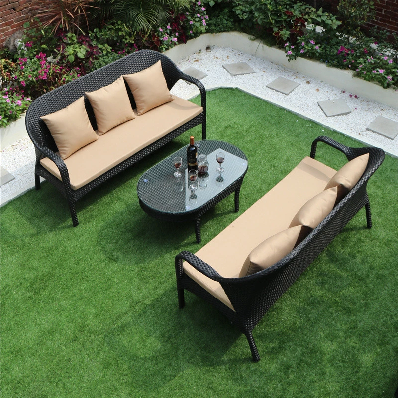 Gartenmöbel Set mit 4 Stück Outdoor Rattan Stuhl Wicker Sofa