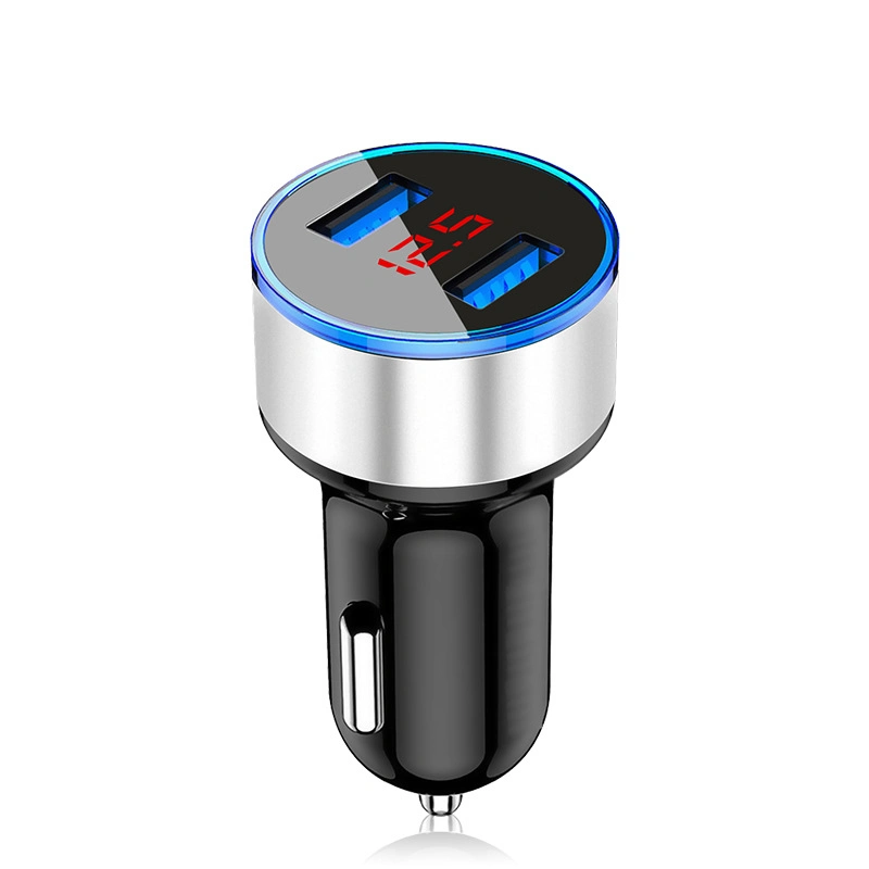 Digital Dual USB Port LED Display Cigarette Lighter Phone Adapter