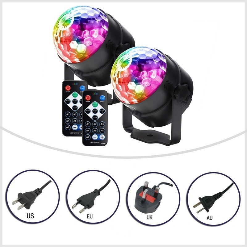 Sound Activated Rotating Crystal Magic Ball LED DJ Party Disco Stage Lights