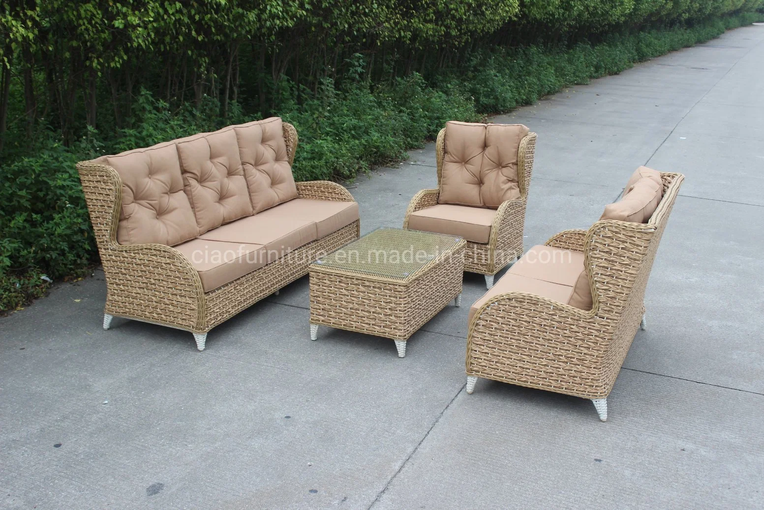 4PCS Beautiful Leisure Garden Hotel Rattan Sofa Set Outdoor Furniture