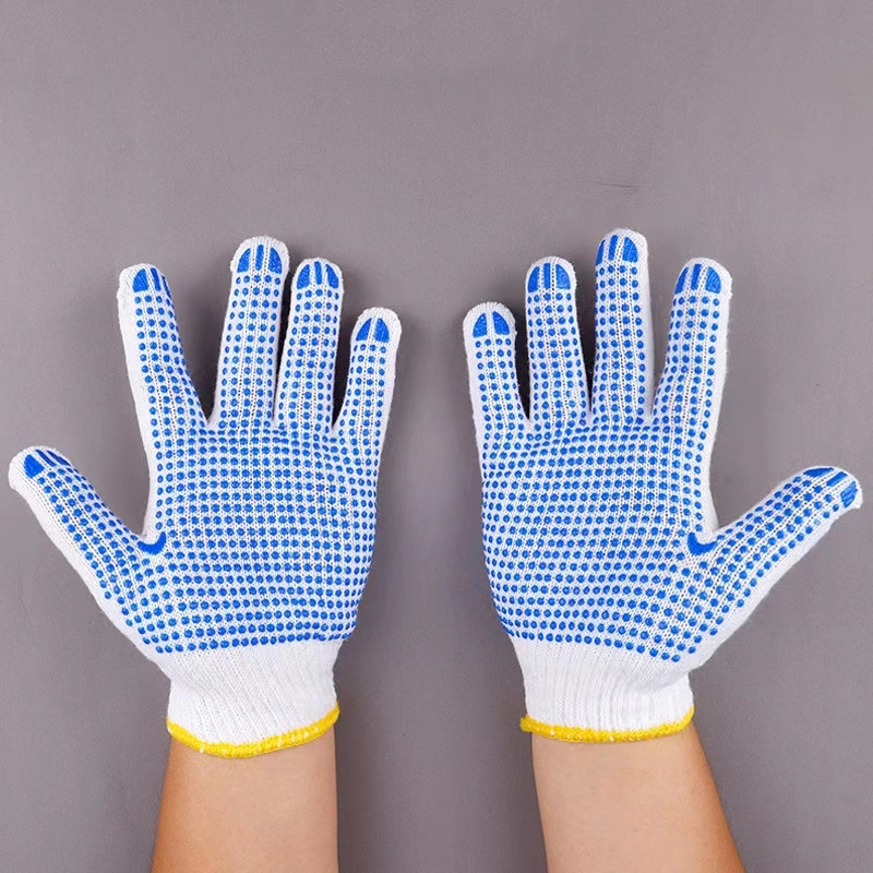 Wholesale/Supplier Cotton Poly Resistant Knitted Dotted PVC Coated Safety Gloves