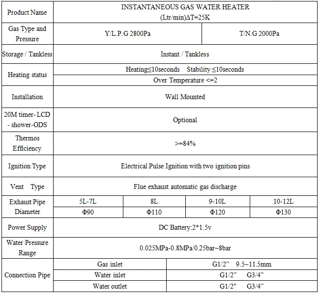 Portable Butane Low Pressure LG Design Ods Device Gas Water Heater