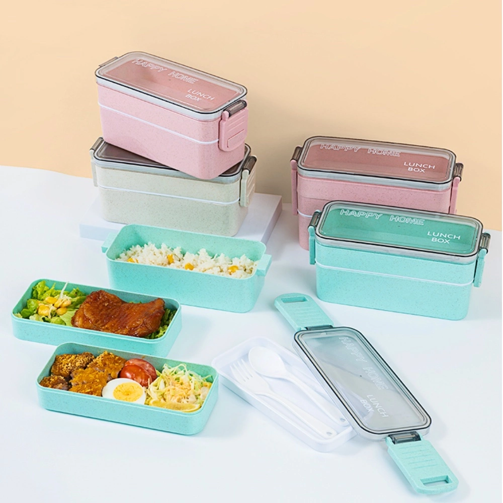 Kids Lunch Boxes Microwave Containers School Nutrition Balance Wheat Straw Box