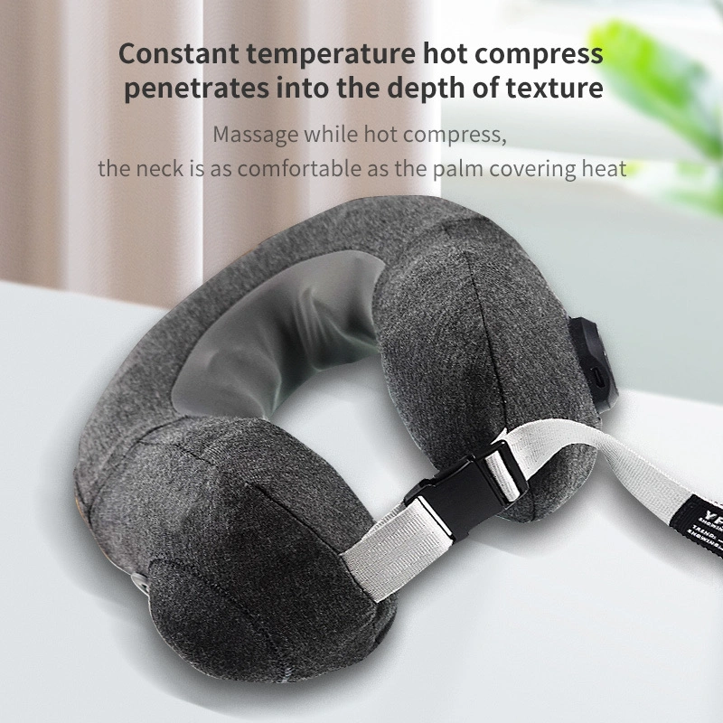 Inflatable Electric U-Shaped Massage Neck Pillow for Travelling