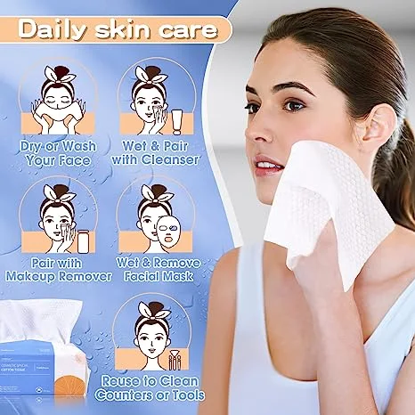 Cara desechables toallas, paños, removedor de maquillaje facial Super suave paño de lavado de toallas limpias para pieles sensibles