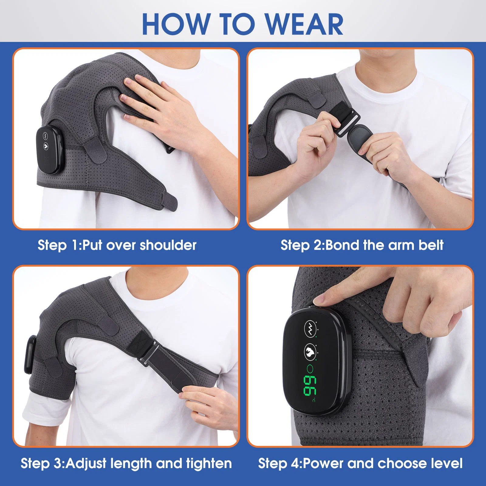 Wholesale/Supplier Physiotherapy USB Rechargeable Heated Adjustable Massage Electric Shoulder Support