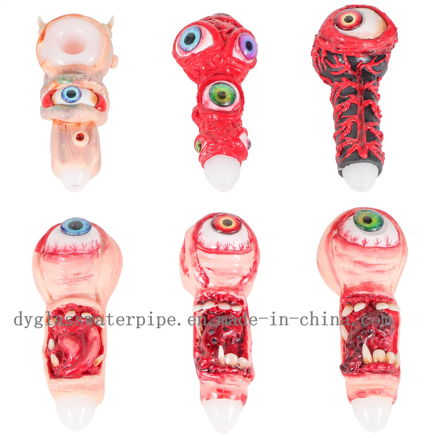 3D Hand Painted Super Big Eye Glass Smoking Hand Pipes