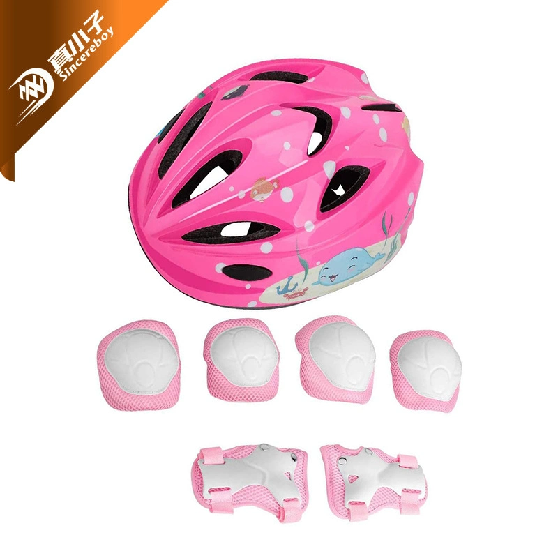 Capacete ajustável para criança conjunto de pulsos Skate Sports com capacete Equipamento de proteção em cotovelo para bicicleta de equilíbrio