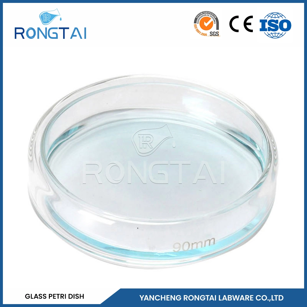 Rongtai Laboratory Petri Dishes Factory Borosilicate Glass Petri Dish 100mmx20mm China Glass Petri Dish with Lid