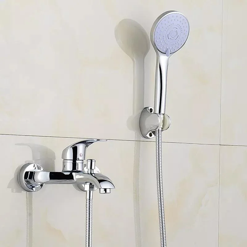Bathroom Shower Brass Chrome Wall Mounted Bath Shower Mixer Tap Shower Head Set Bathtub Tap