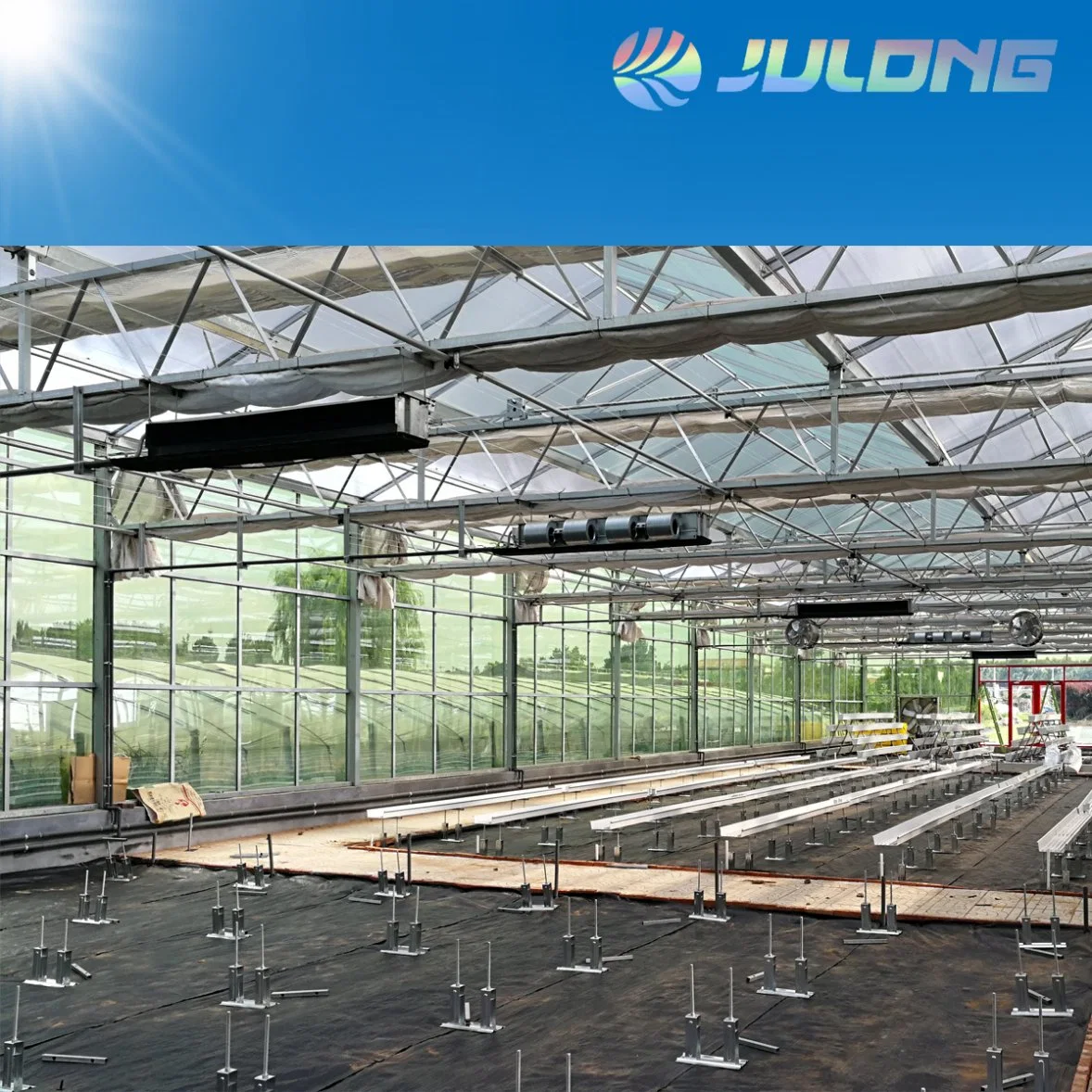 Multi-Span Venlo Glass Materials Covering Greenhouse From China Factory