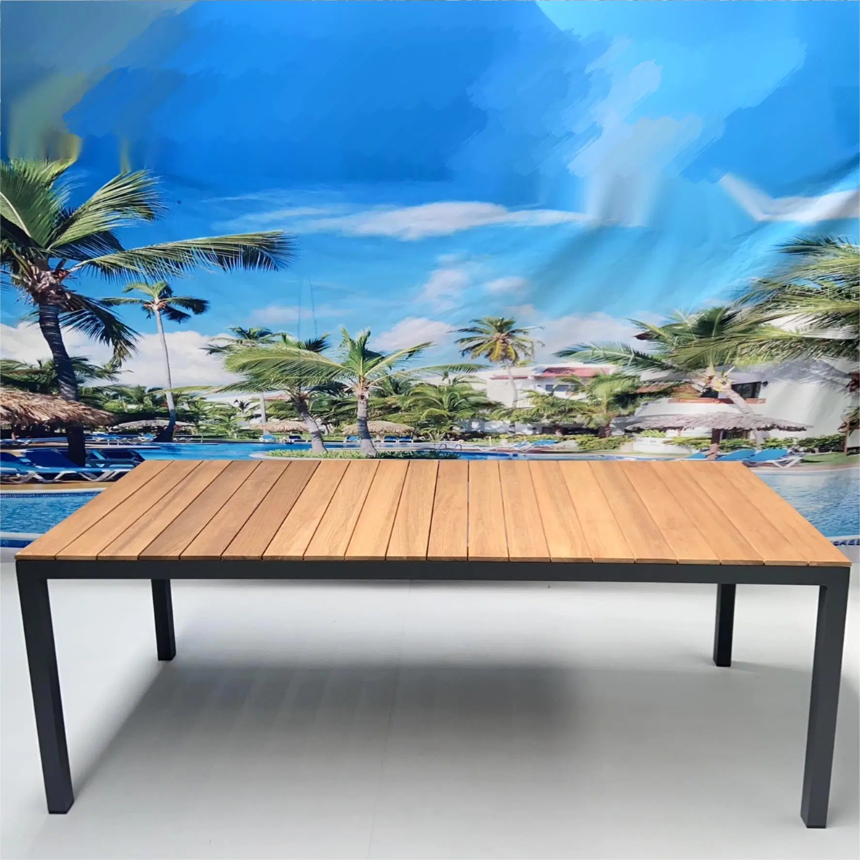 Outdoor Furniture Home Furniture Aluminum Frame Plastic Wood Luxury Dining Table Dining Table Set