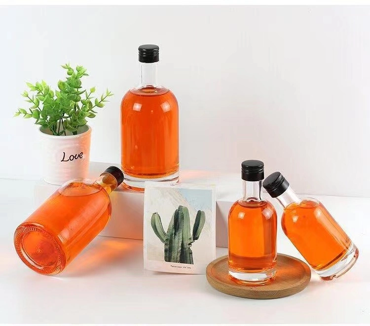 800ml 1000ml Round Shape Thick Wall Glass Wine Bottle with Wood Cork for Household Glass Packaging